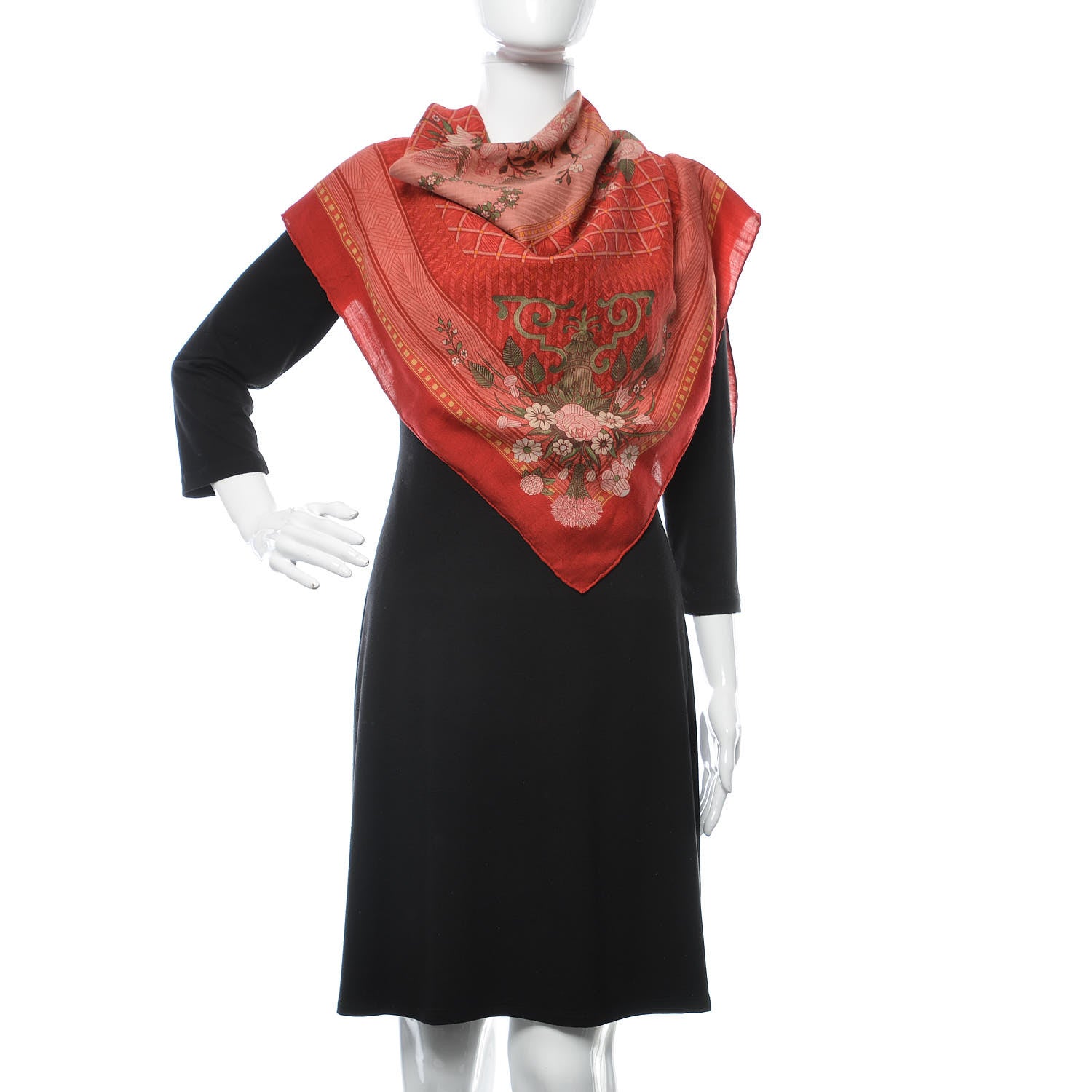 Hermes Silk Cashmere Jeux De Paille Scarf 90 2 of 3