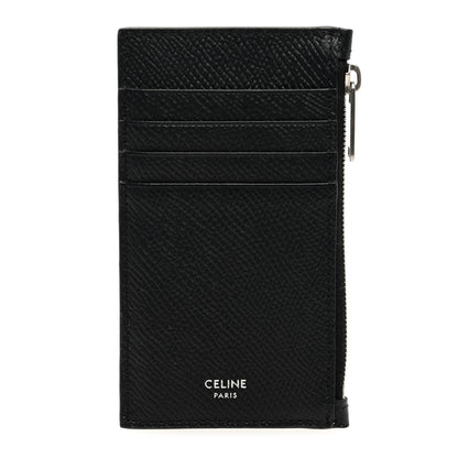 Celine Grained Calfskin Zipped Card Holder Black 1 of 7