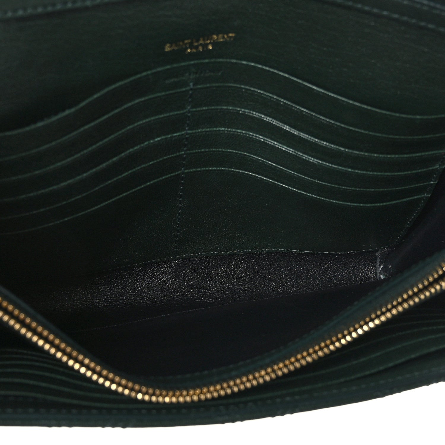 Saint Laurent Lambskin Diamond Quilted Becky Chain Wallet Vert Fonce 4 of 7