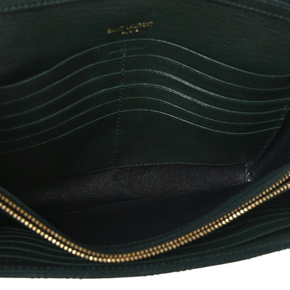 Saint Laurent Lambskin Diamond Quilted Becky Chain Wallet Vert Fonce 4 of 7
