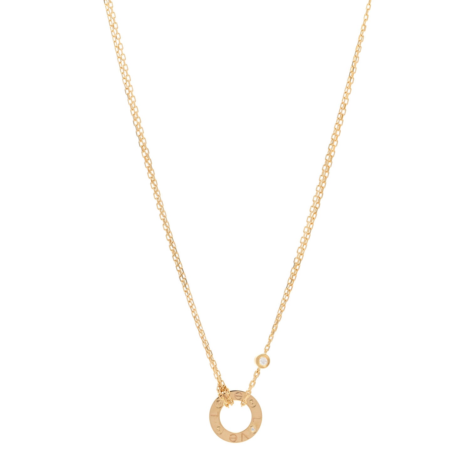 Cartier 18K Yellow Gold 2 Diamond LOVE Necklace 1 of 5