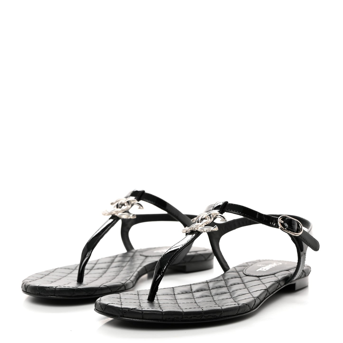 Patent CC Thong Sandals 35.5 Black