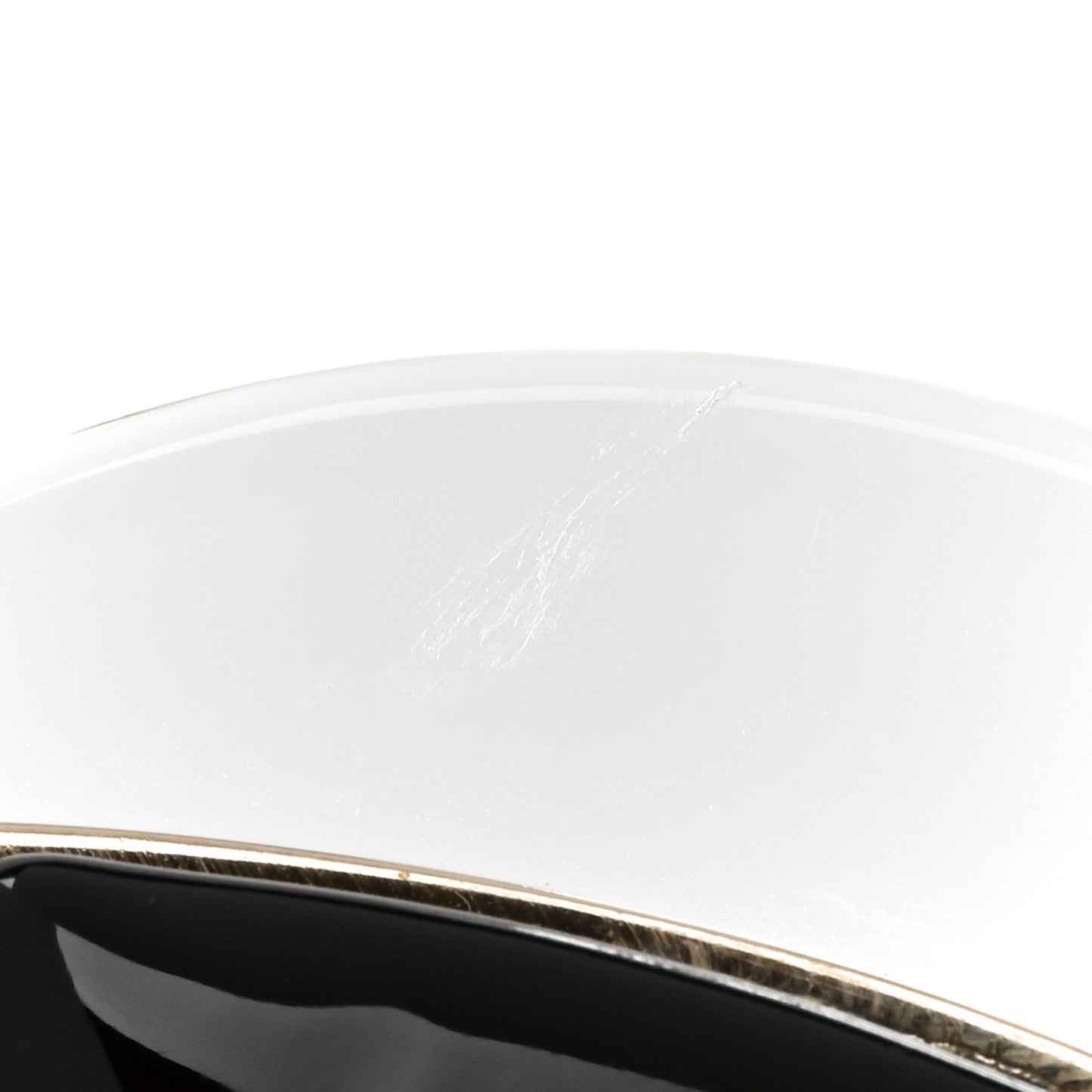 Resin Pearl CC Heart Brooch Gold Black