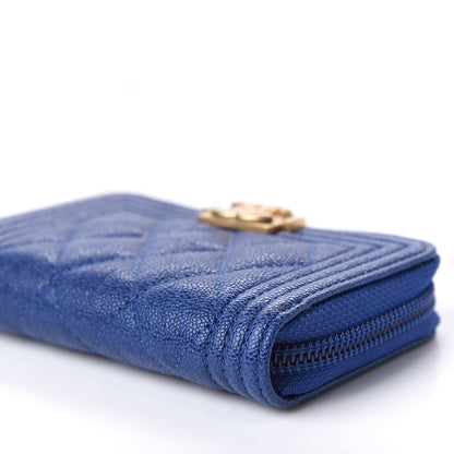 Chanel Caviar Quilted Boy Zip Around Coin Purse Wallet Dark Blue 9 of 10