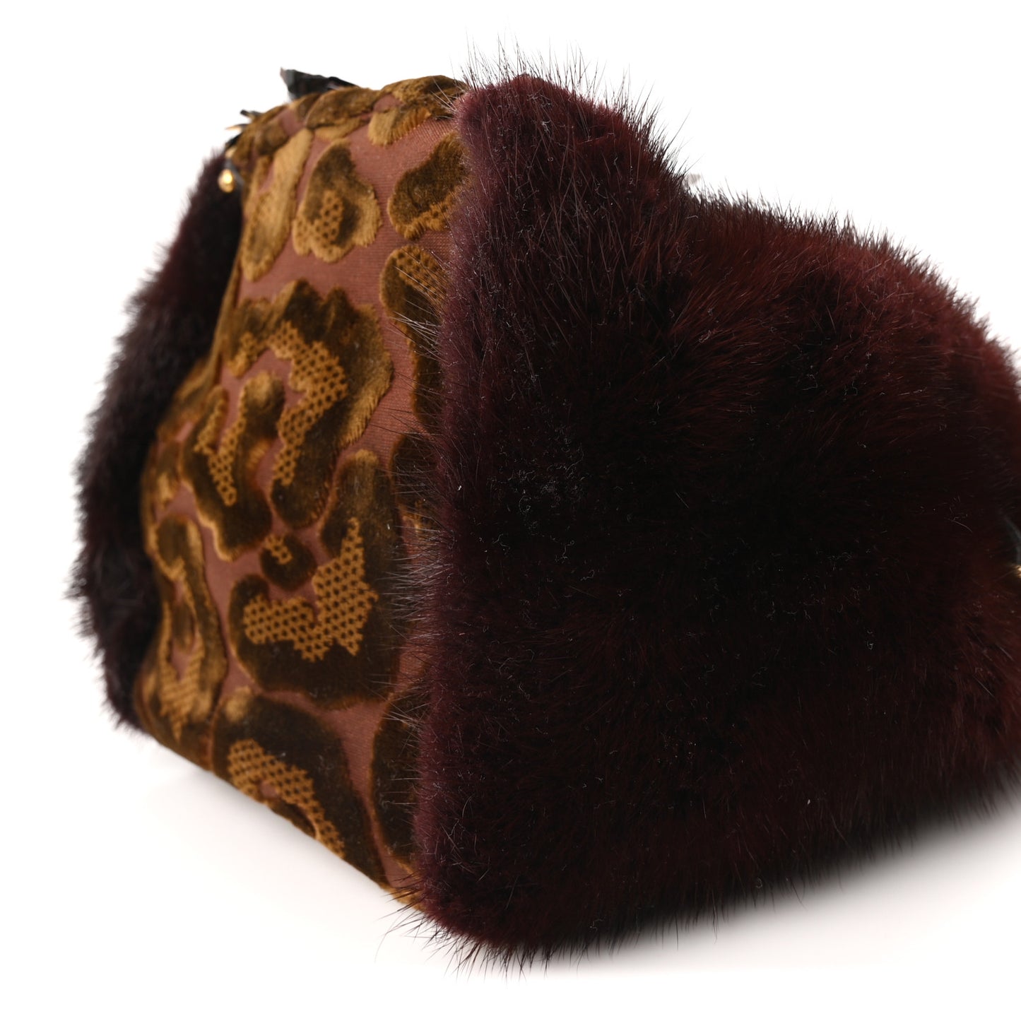 Velvet Sequin Studded Fur Wristlet Handbag Multicolor