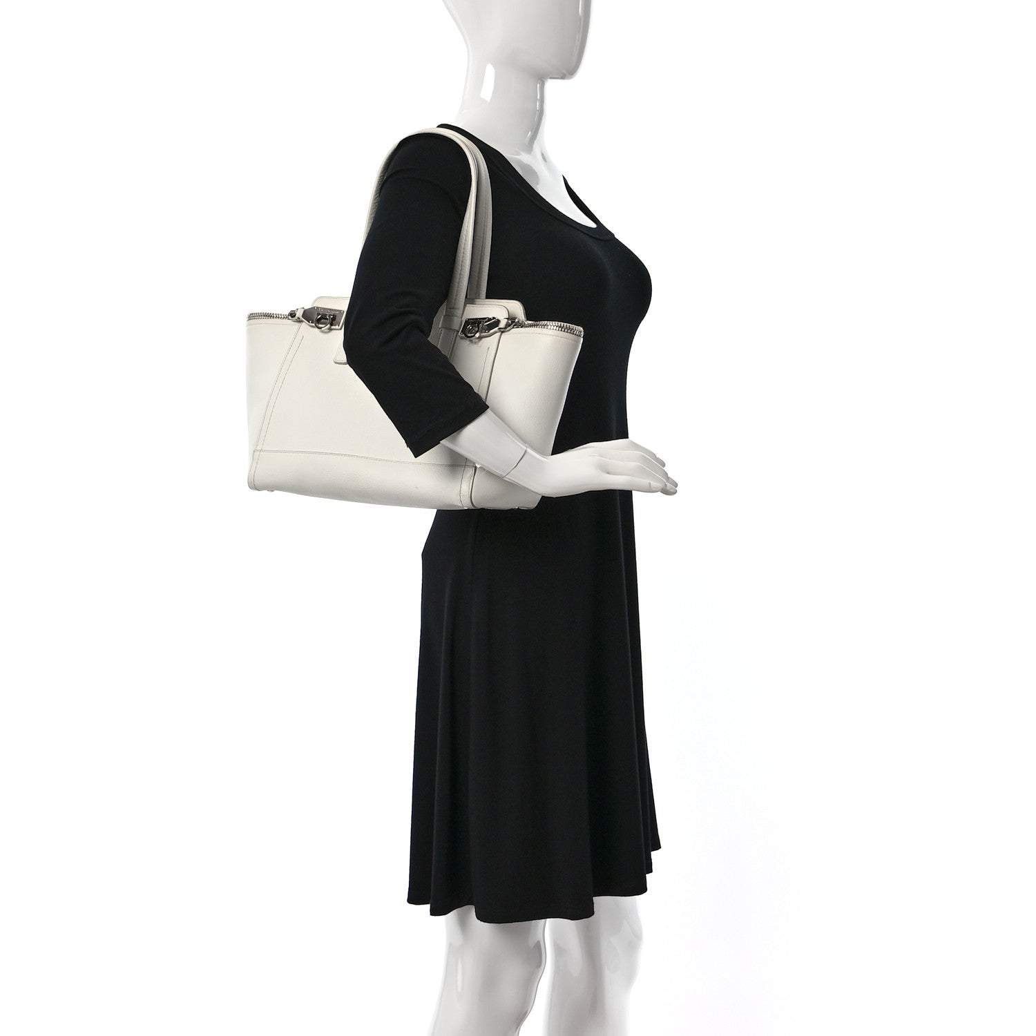 Salvatore Ferragamo Calfskin Arianna Tote White 2 of 12