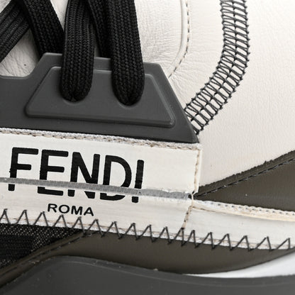 Fendi Vitello Fabric Jacquard FF Mens Fendi Flow Low Top Sneakers 9 Ultra White Grigio Black Argilla 11 of 13