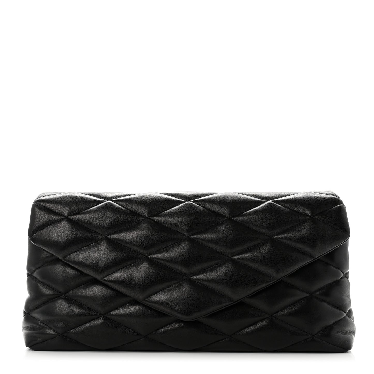 Lambskin Quilted Sade Puffer Envelope Clutch Black