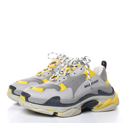 Balenciaga Fabric Mesh Womens Triple S Sneakers 39 Yellow Grey White 3 of 7