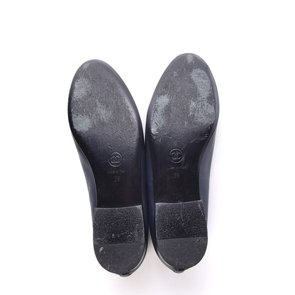 Chanel Lambskin CC Cap Toe Ballerina Flats 36 Navy 7 of 14