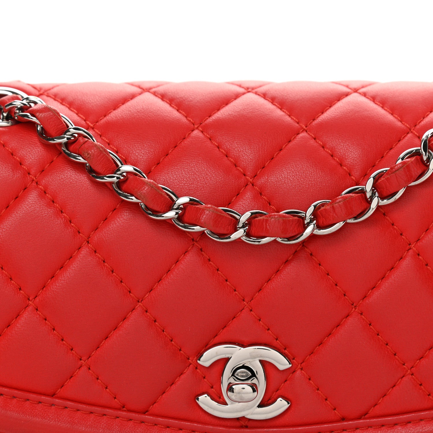 Chanel Lambskin Quilted Small Geometric Flap Red 14 of 20