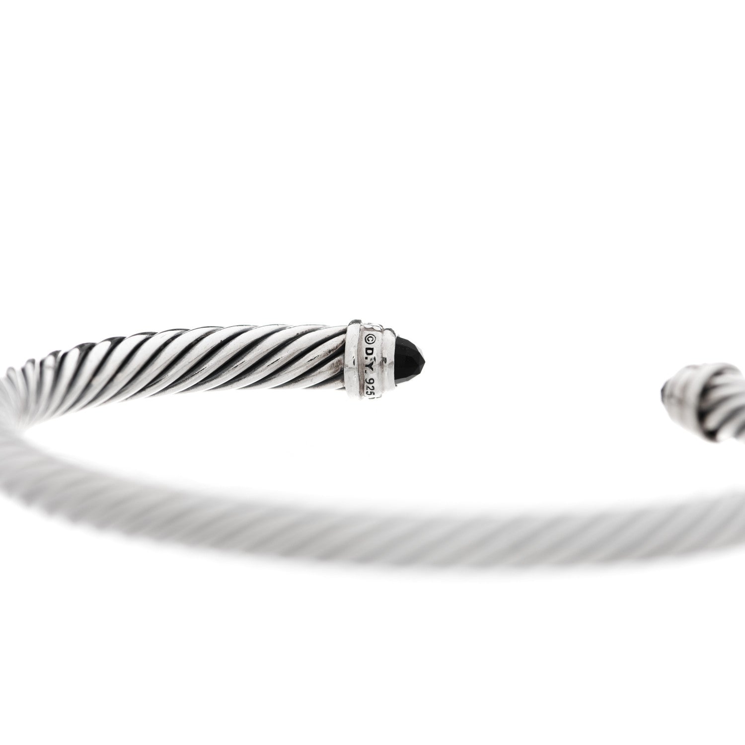 David Yurman Sterling Silver Diamond Black Onyx 5mm Cable Classics Bracelet 3 of 3