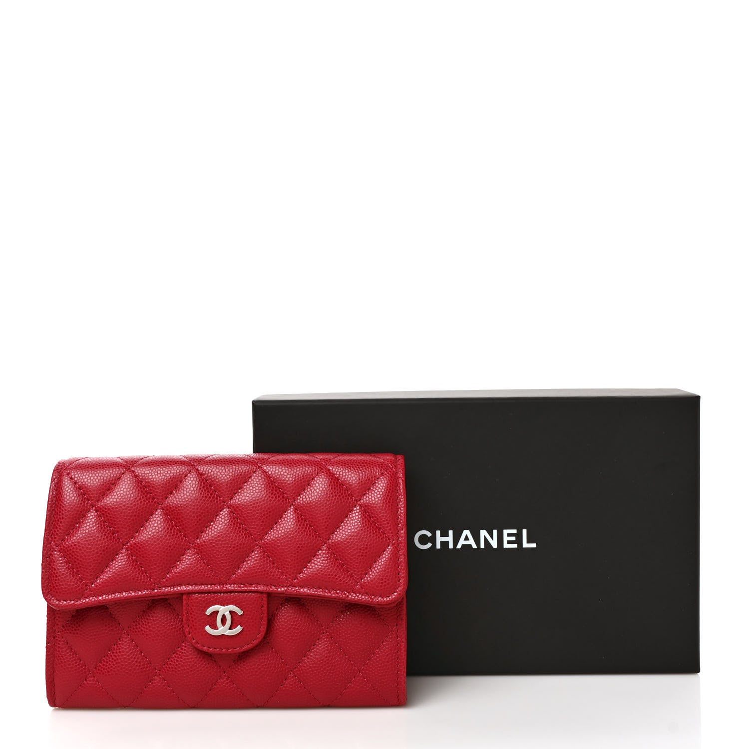 Chanel Caviar Quilted Medium Flap Wallet Dark Pink 7 of 7