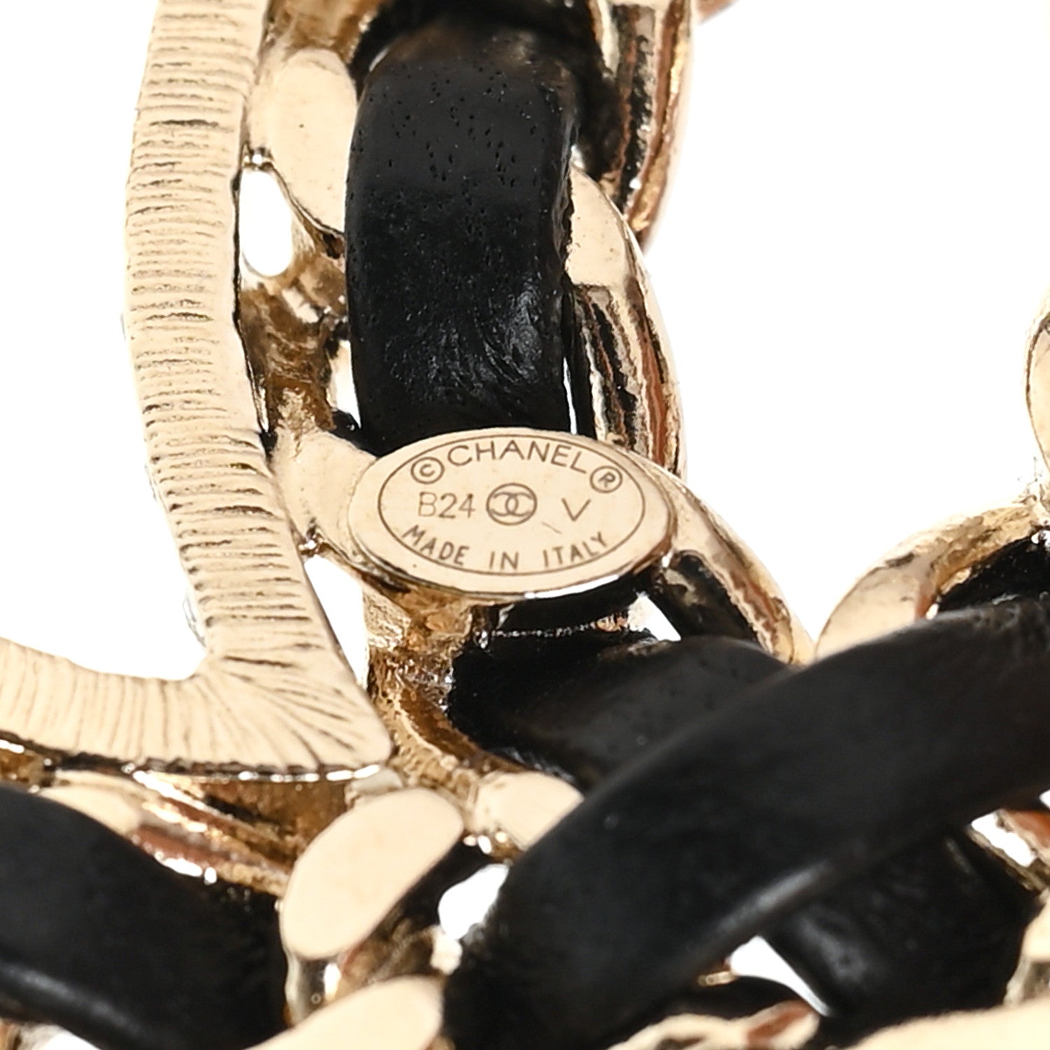 Chanel Lambskin Crystal CC Chain Brooch Black Gold 3 of 4