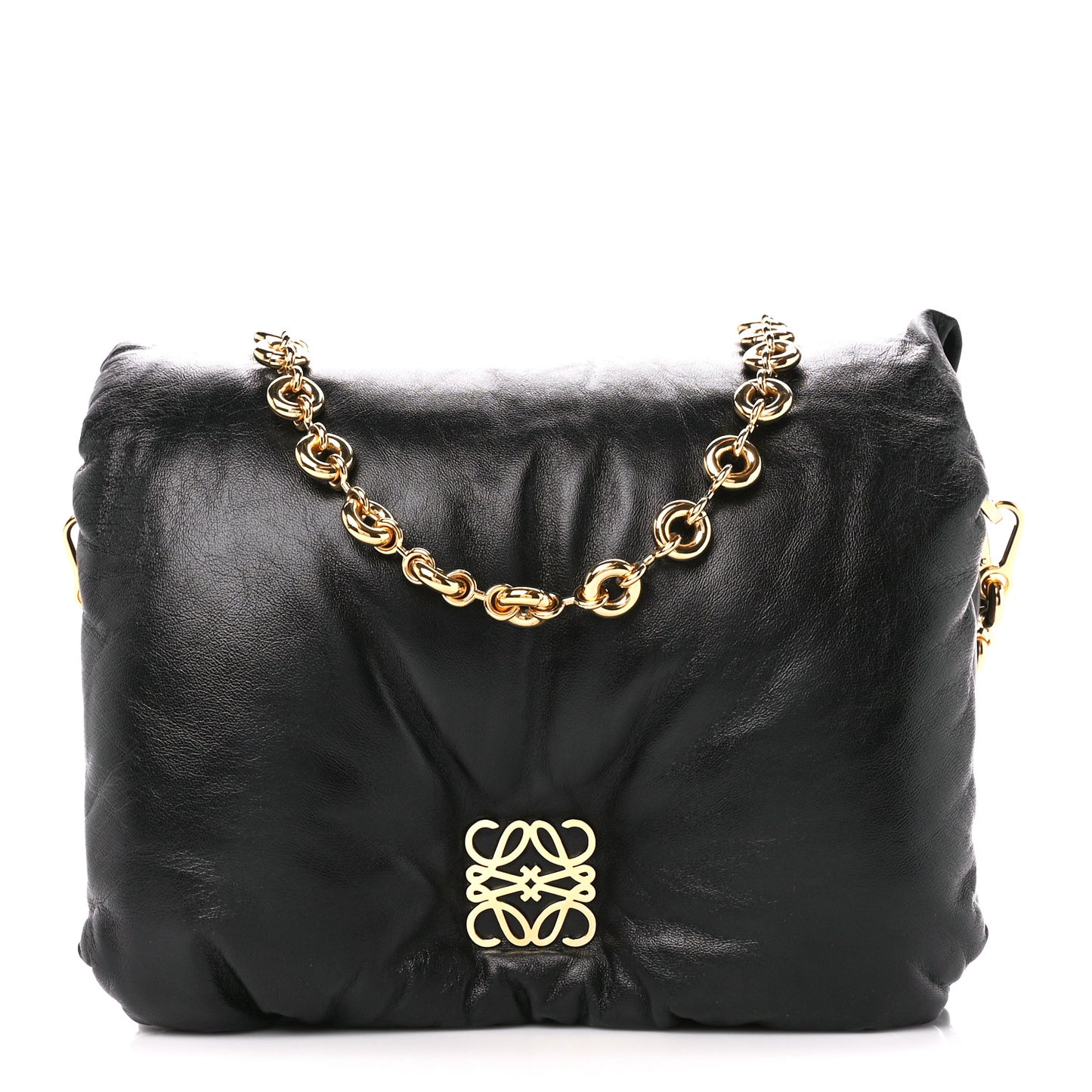 Lambskin Small Goya Puffer Bag Black