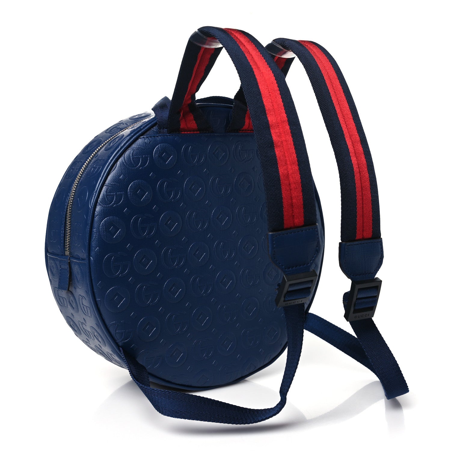 Gucci Textured Dollar Calfskin Web Debossed GG Kids Backpack Blue Agata 3 of 10