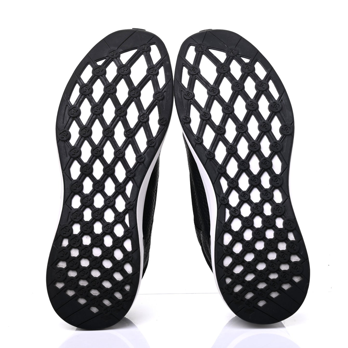 Calfskin Mesh Lycra Suede Womens Logo Sneakers 41.5 Black