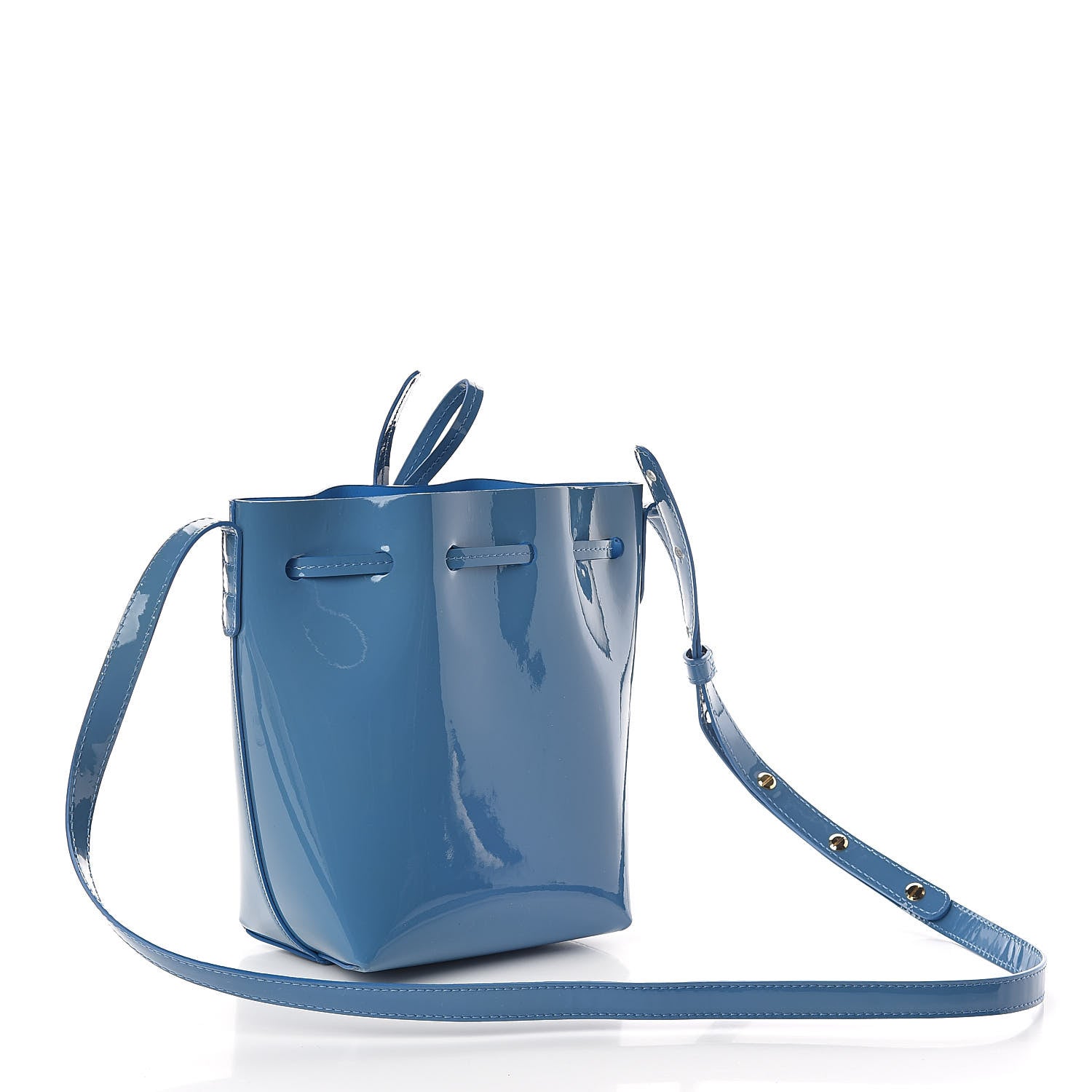Mansur Gavriel Patent Calfskin Mini Mini Bucket Bag Blue 3 of 9