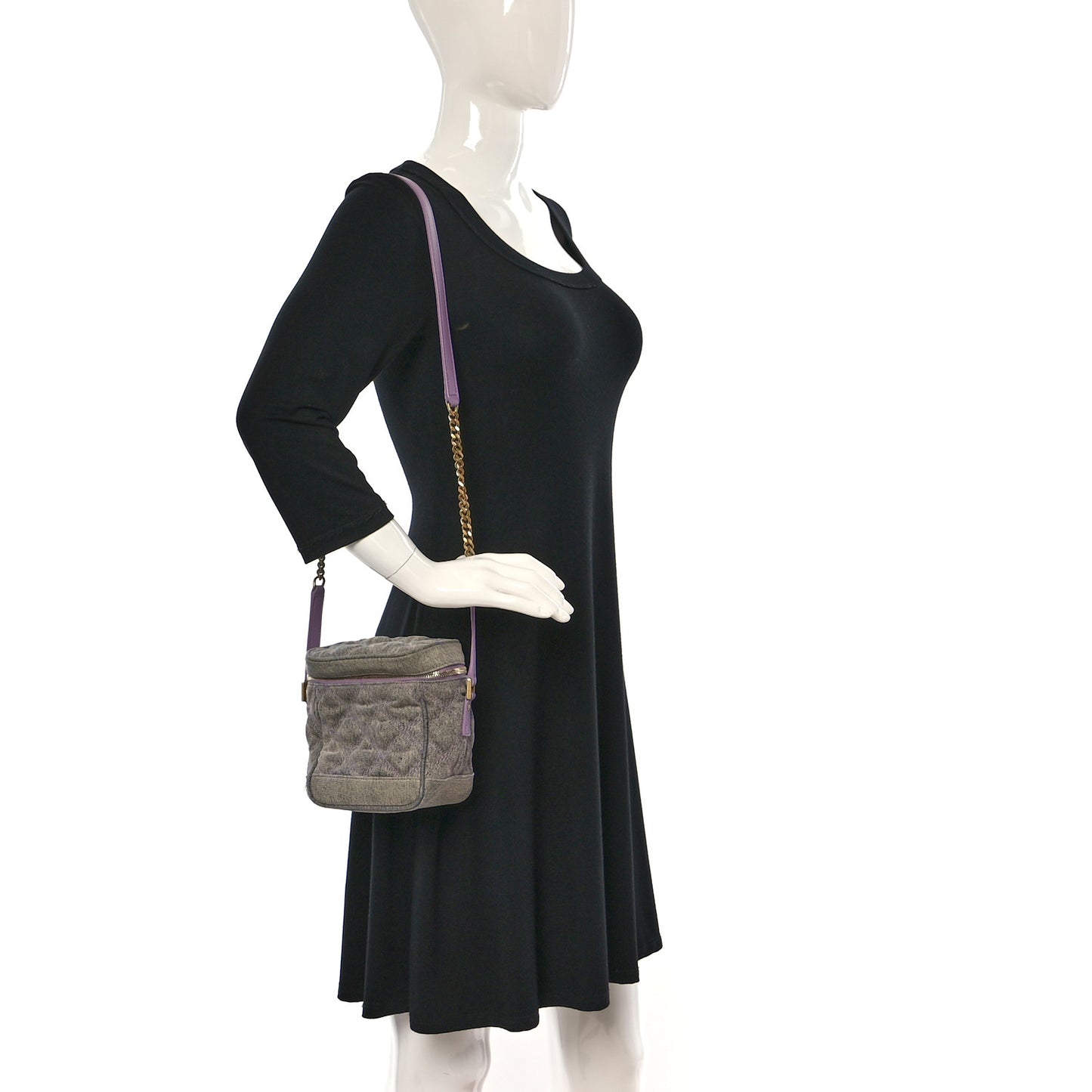 Denim Quilted 80's Vanity Bag Bleached Lilac