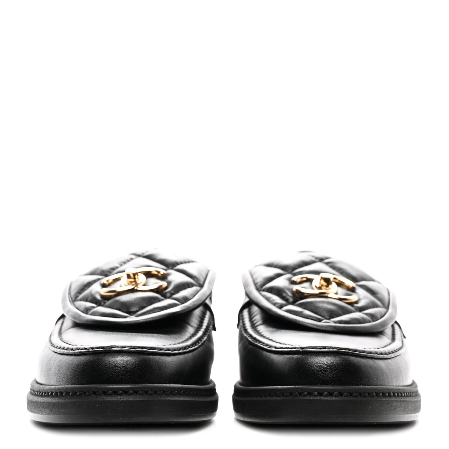 Lambskin Quilted CC Turnlock Loafers 40 Black