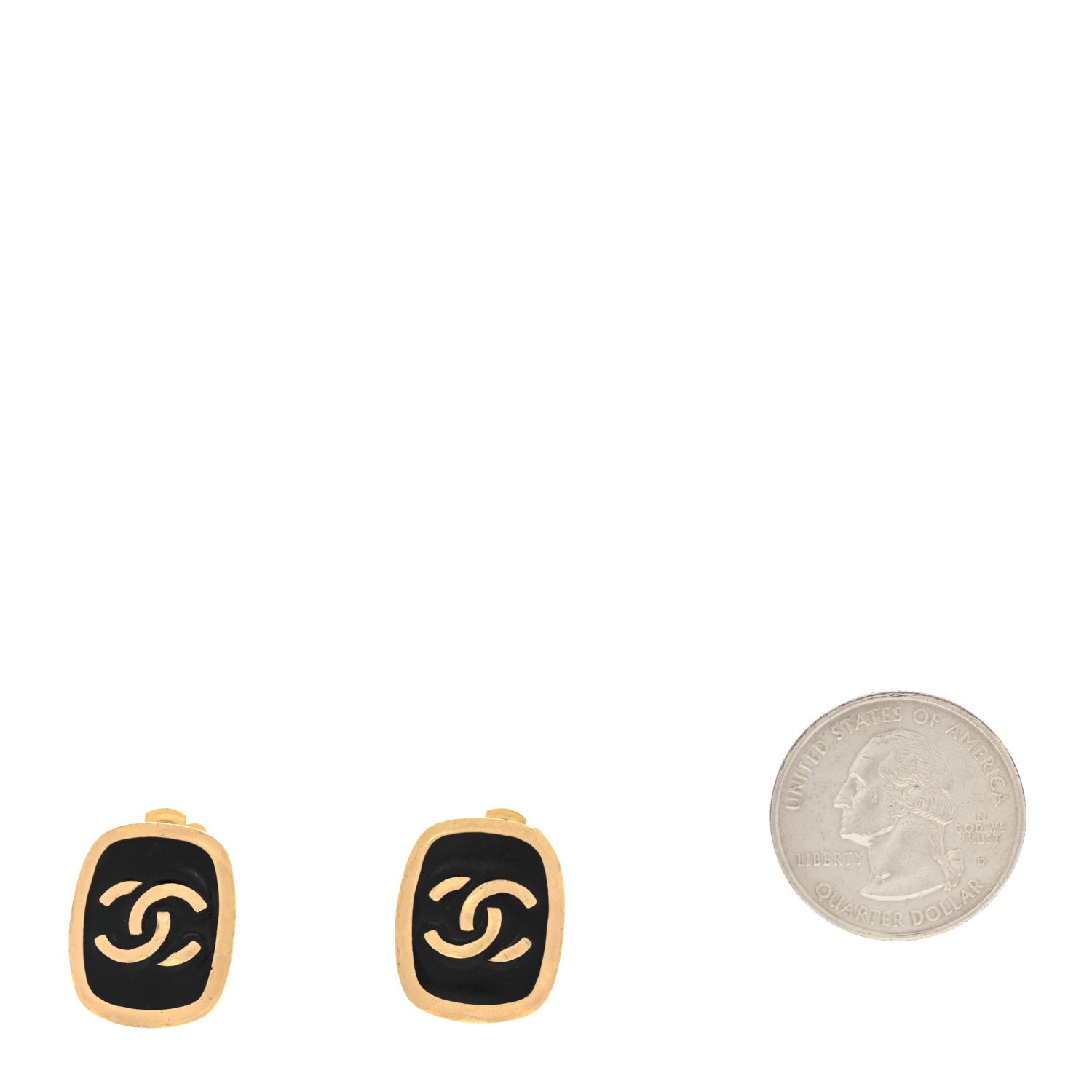 Chanel Metal CC Square Clip On Earrings Black Gold 2 of 4