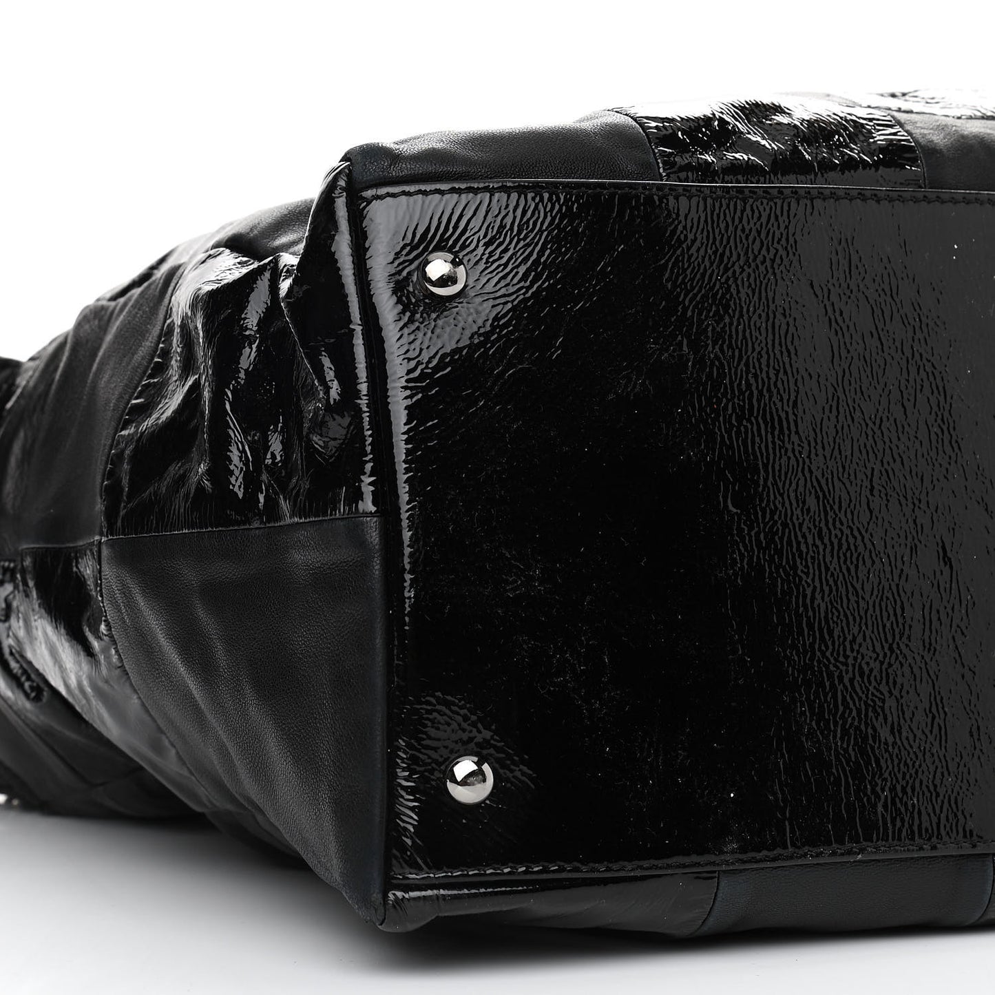 Lambskin Patent Calfskin Brooklyn Patchwork Hobo Black