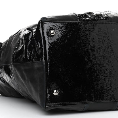 Chanel Lambskin Patent Calfskin Brooklyn Patchwork Hobo Black 9 of 10