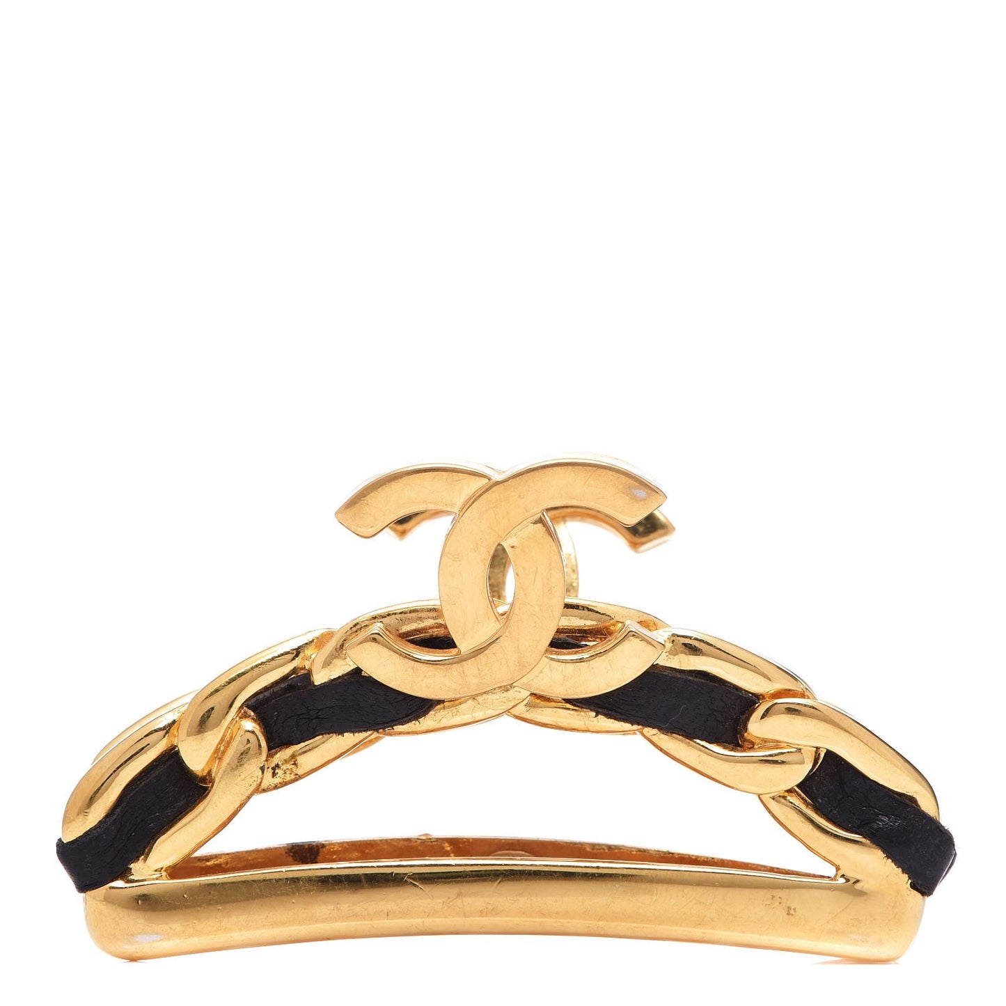 Lambskin CC Hair Clip Black Gold