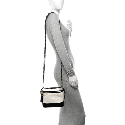 Chanel Aged Calfskin Quilted Small Gabrielle Hobo Black White 2 of 10