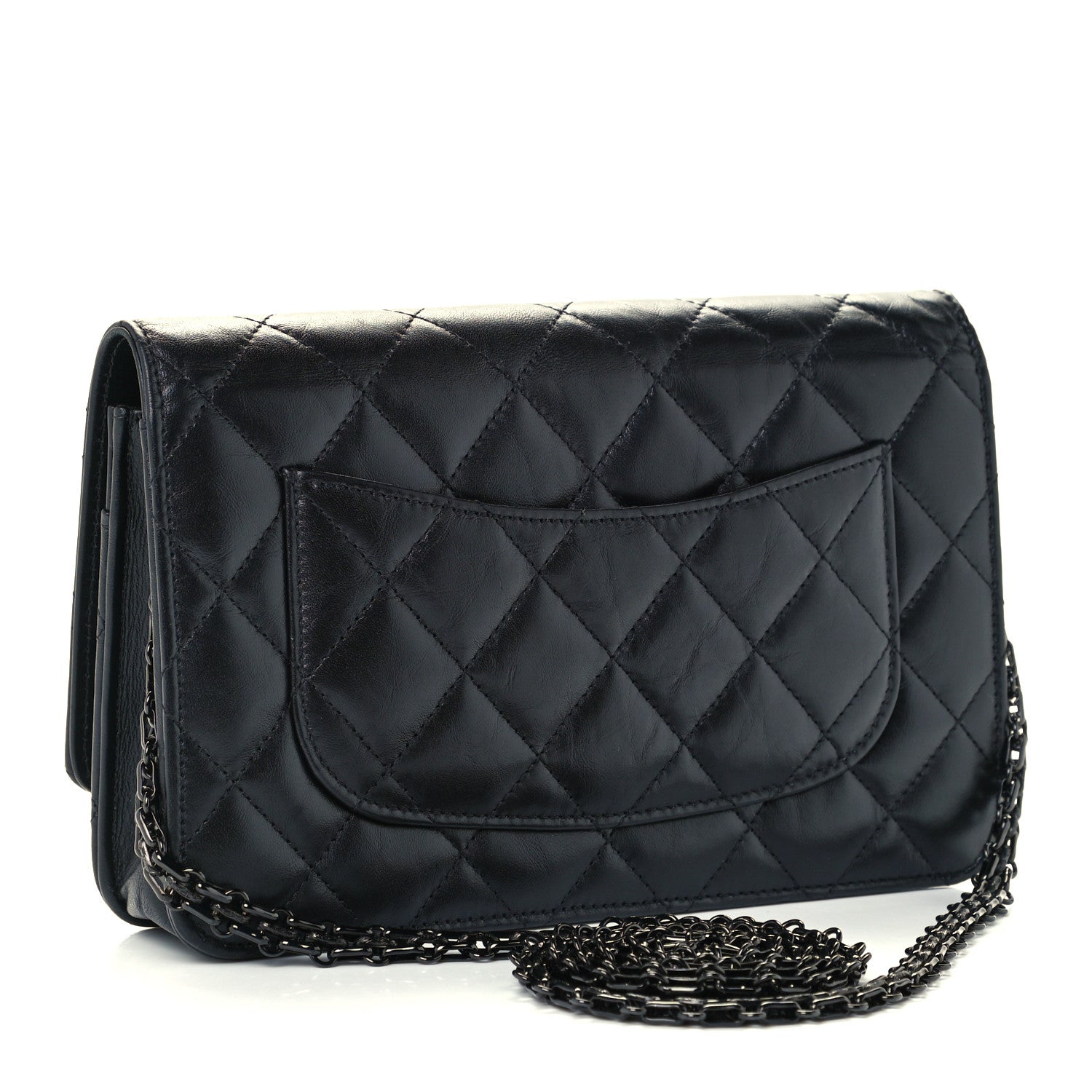 Chanel Aged Calfskin Quilted Reissue Wallet On Chain WOC So Black 3 of 11