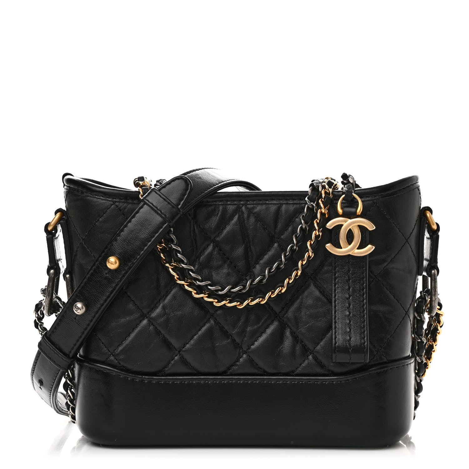 Chanel Aged Calfskin Quilted Small Gabrielle Hobo Black 1 of 11