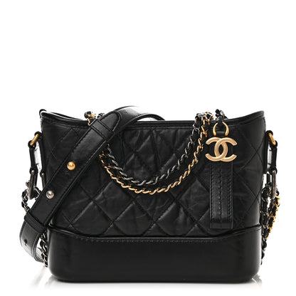 Chanel Aged Calfskin Quilted Small Gabrielle Hobo Black 1 of 11