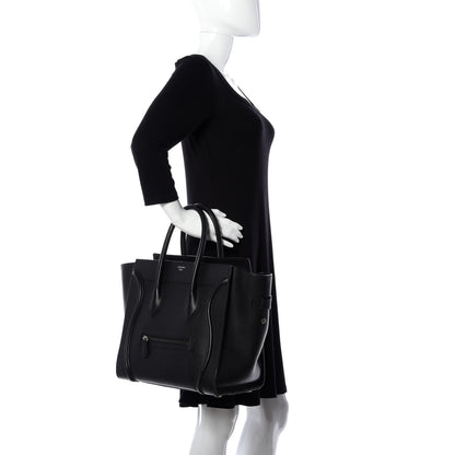 Celine Drummed Calfskin Mini Luggage Black 2 of 9