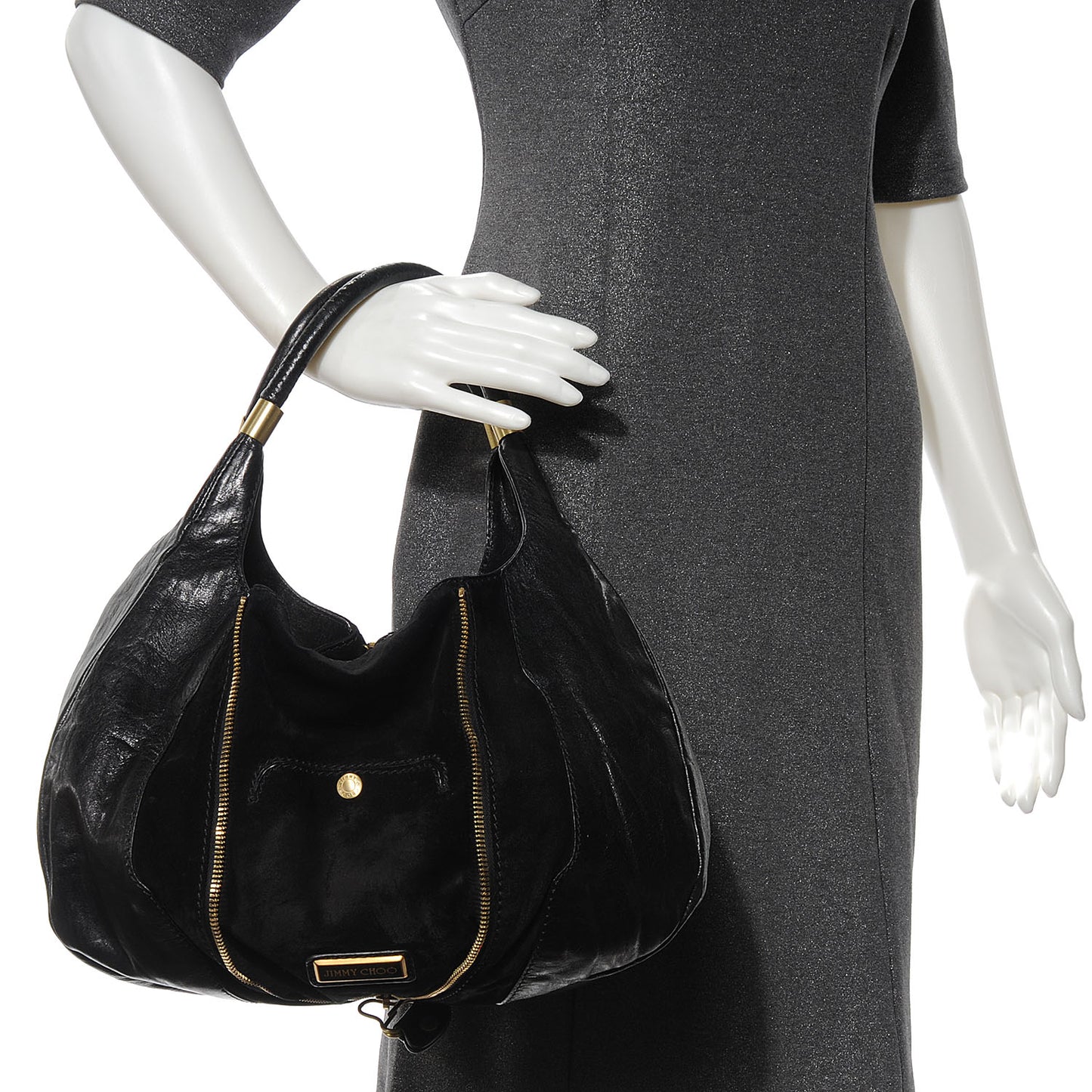 Liquid Patent Suede Mandah Tote Black