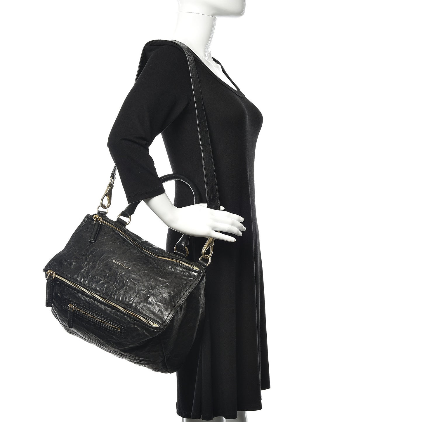 Tumbled Sheepskin Medium Pandora Bag Black