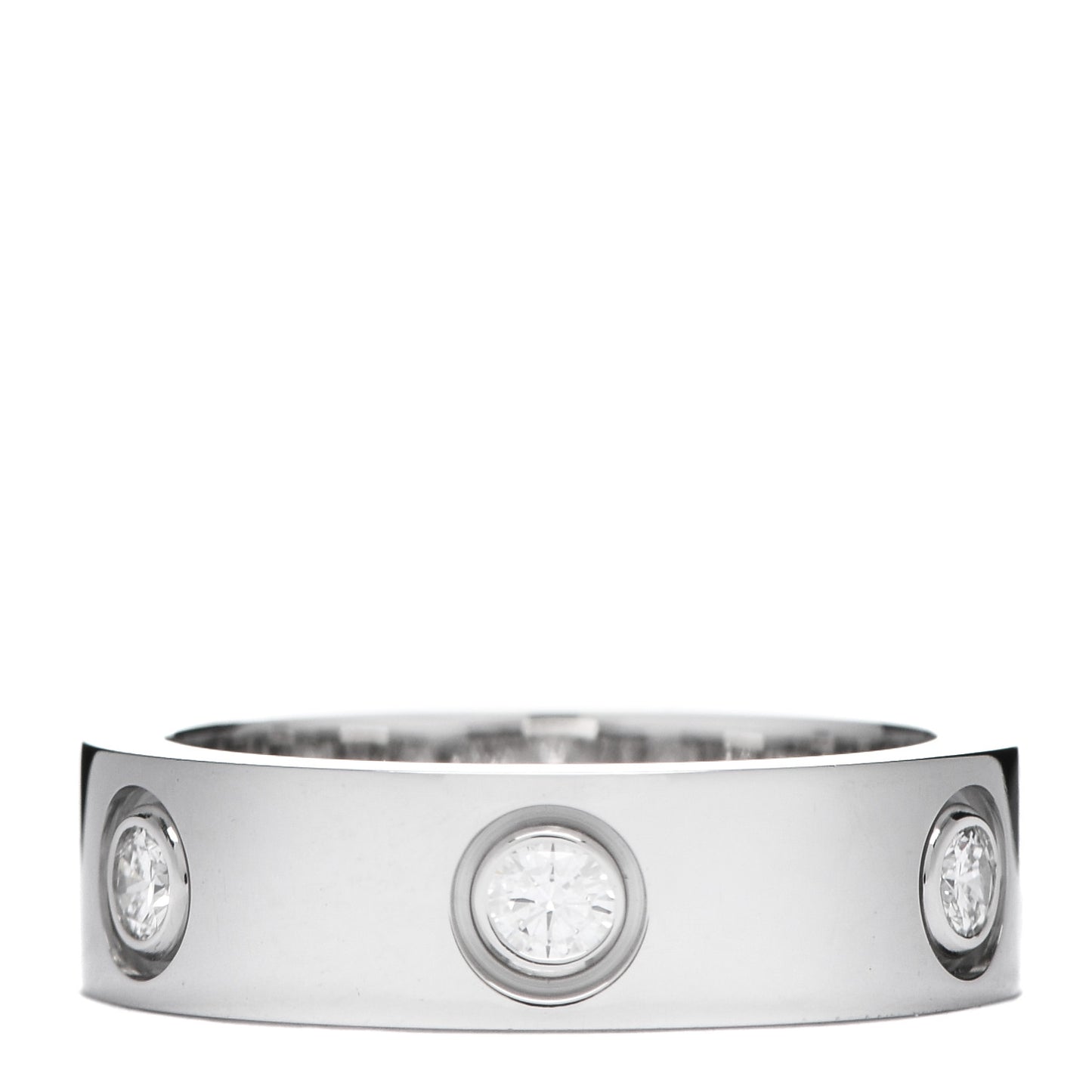 18K White Gold 6 Diamond 5.5mm LOVE Ring 52 6
