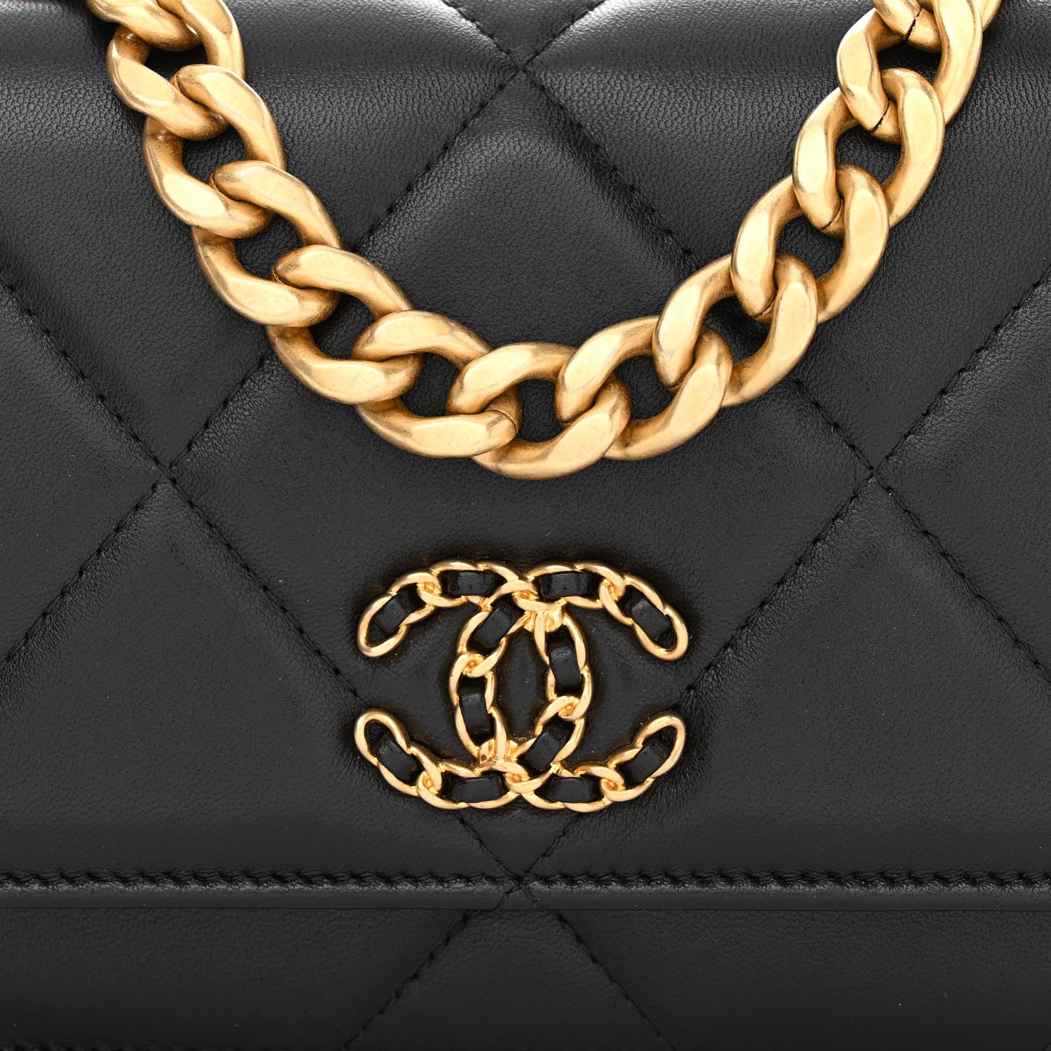 Chanel Lambskin Quilted Chanel 19 Wallet On Chain WOC Black 9 of 13