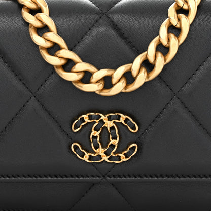 Chanel Lambskin Quilted Chanel 19 Wallet On Chain WOC Black 9 of 13