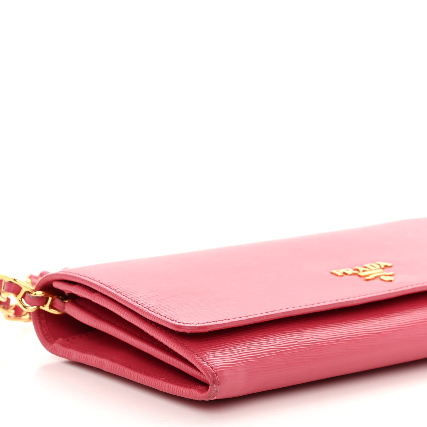 Prada Vitello Move Metal Oro Chain Wallet Peonia 8 of 10