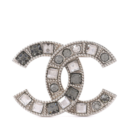 Chanel Crystal Baguette CC Brooch Grey Silver 1 of 4