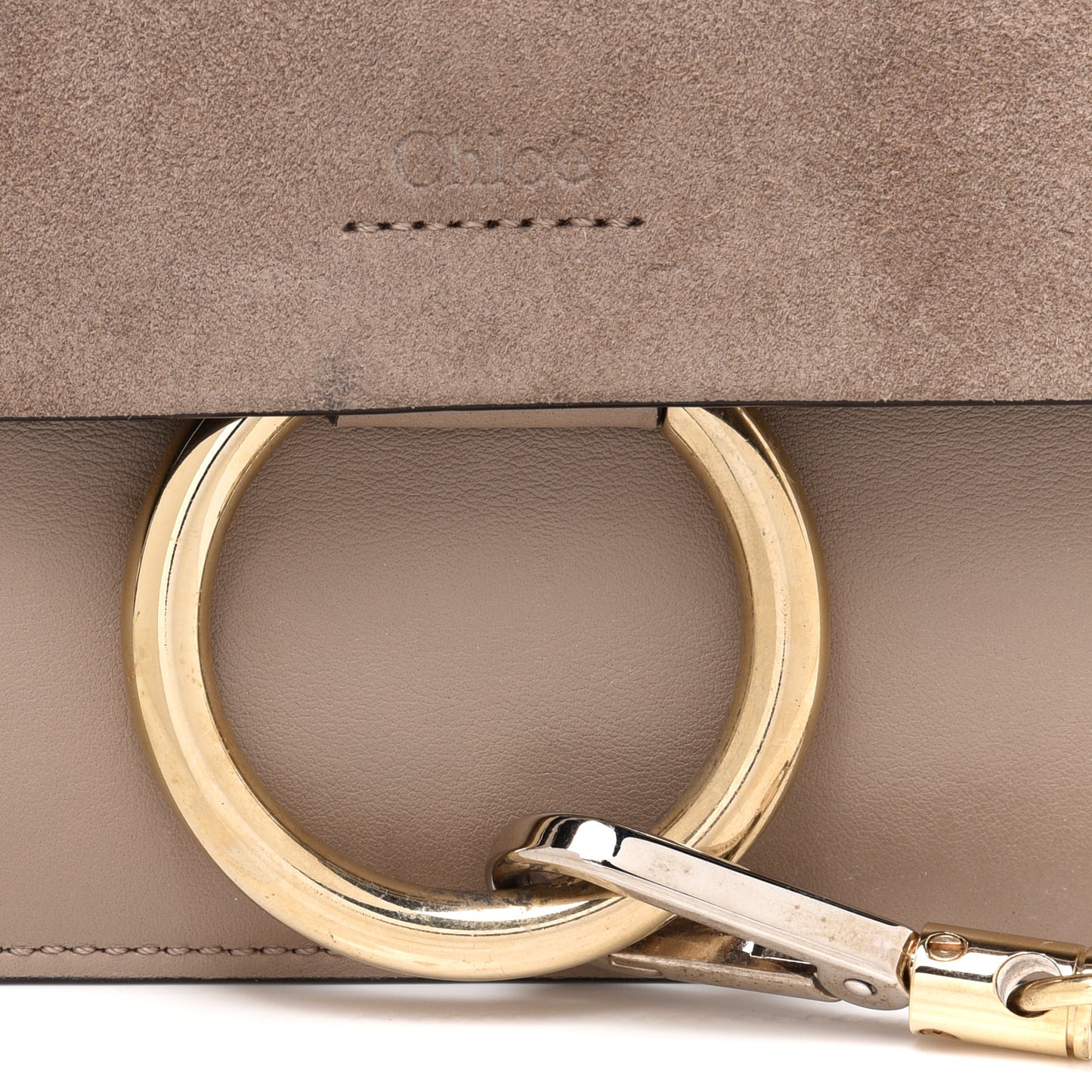 Suede Calfskin Small Faye Shoulder Bag Motty Grey