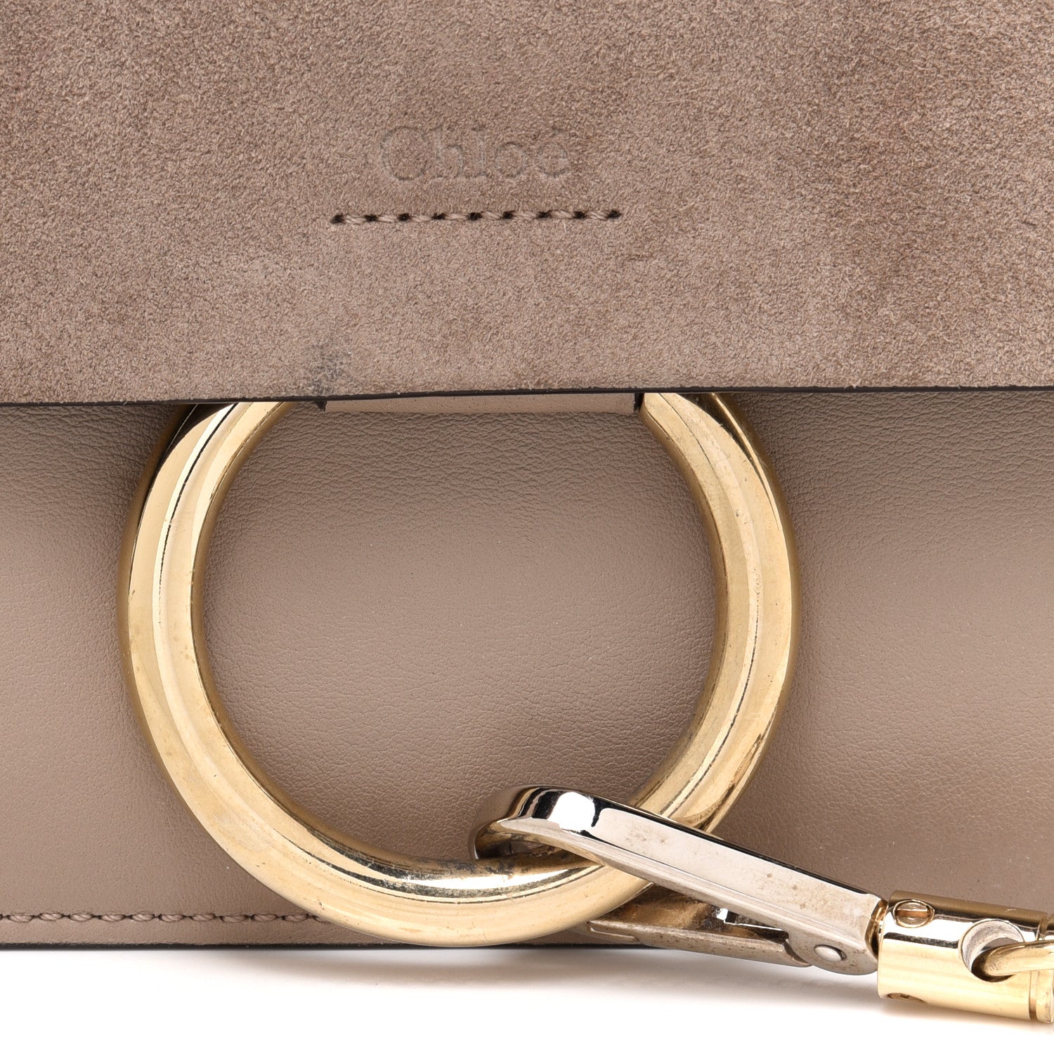 Chloe Suede Calfskin Small Faye Shoulder Bag Motty Grey 8 of 14