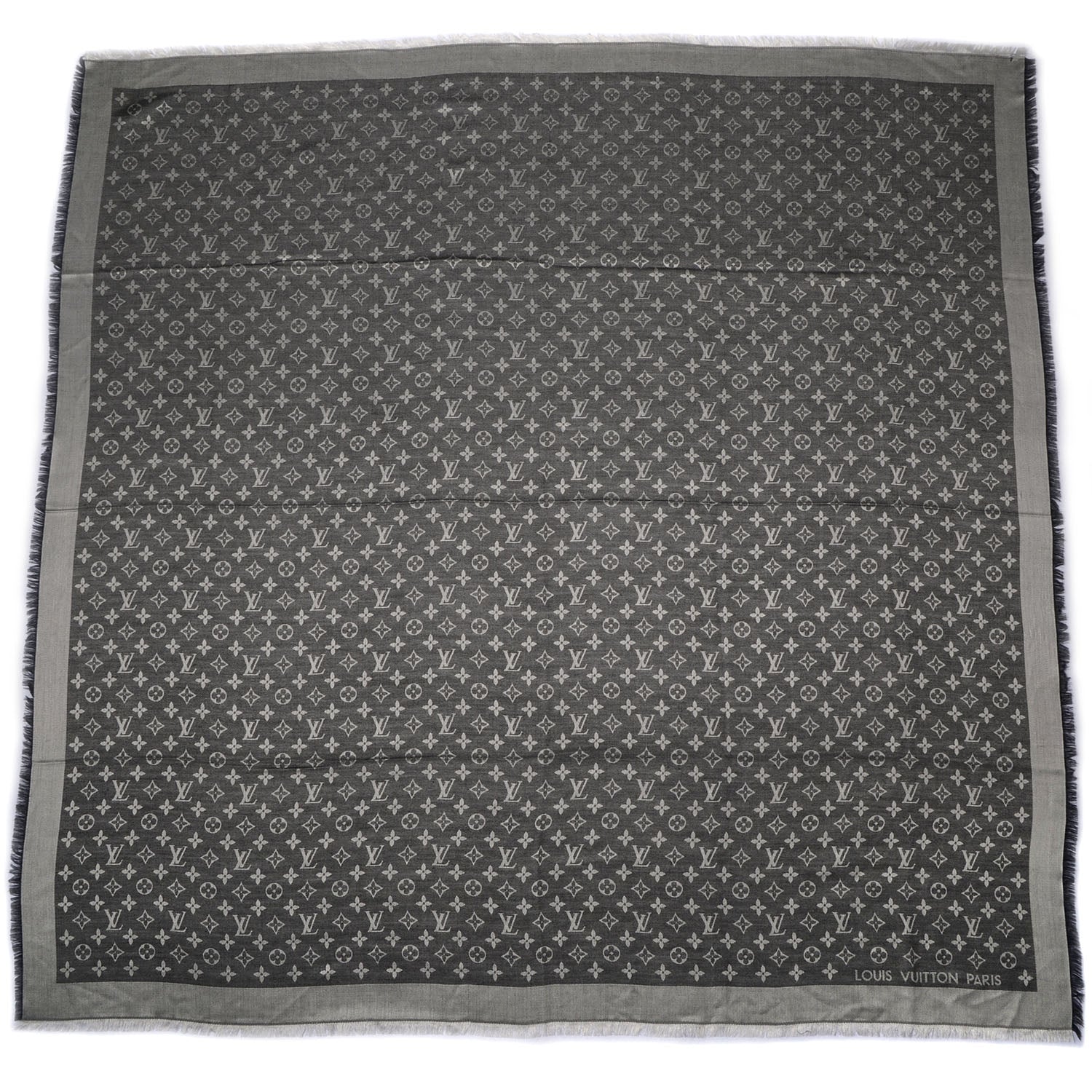 Louis Vuitton Silk Wool Monogram Denim Shawl Black 3 of 5