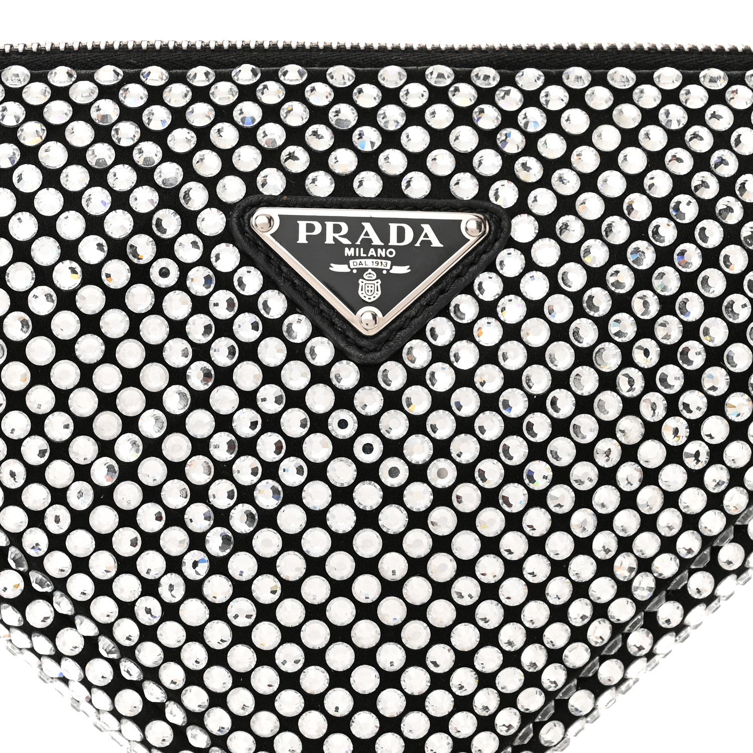 Prada Satin Crystal Triangle Pouch Cristal 8 of 14