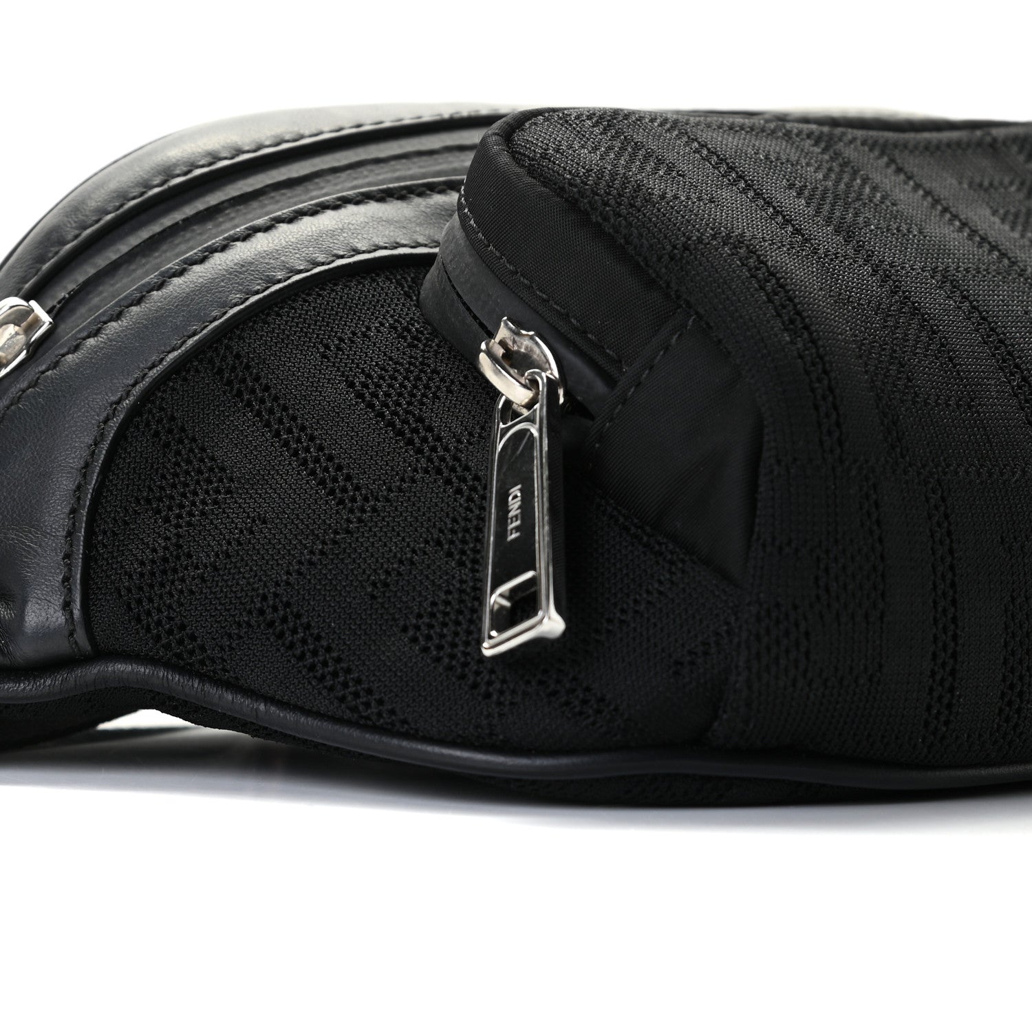 Fendi Neoprene Mesh Vitello Grace FF Pocket Belt Bag Black 5 of 12