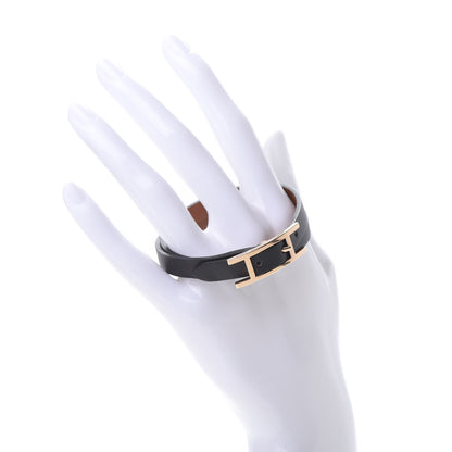 Hermes Chamonix Tadelakt Behapi Double Tour Reversible Bracelet T3 Black Fauve 2 of 6