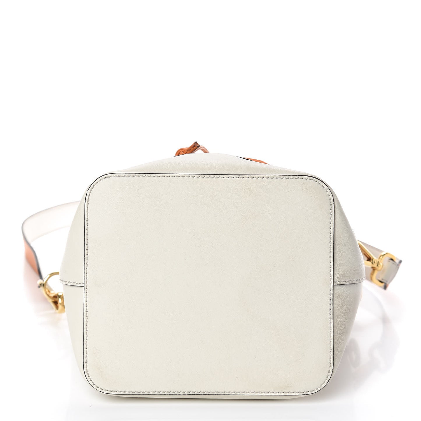 Vitello Grace Century F is Fendi Stamp Patch Bi-Color Grande Mon Tresor Bucket Bag White Ice Aranciata Maya