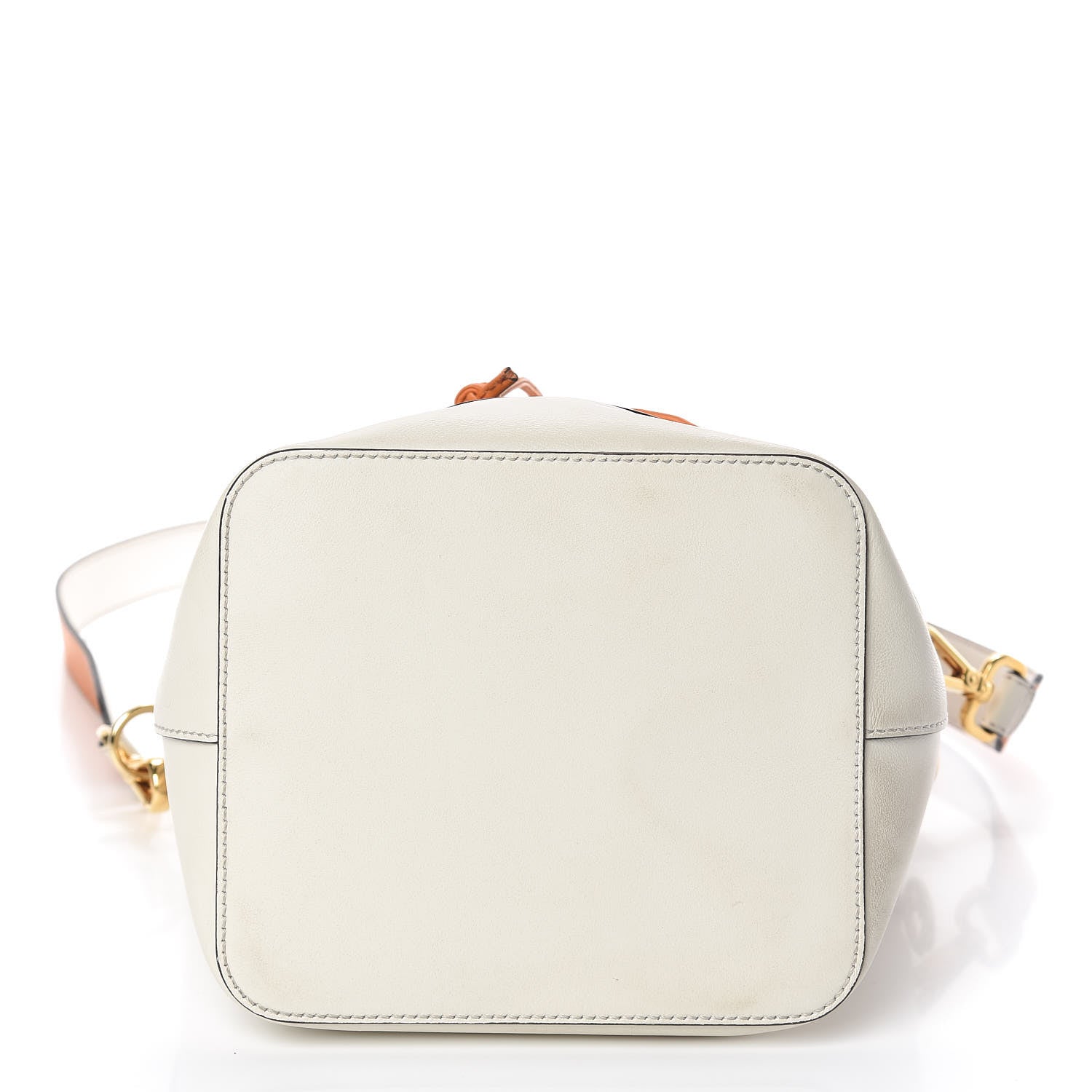 Fendi Vitello Grace Century F is Fendi Stamp Patch Bi-Color Grande Mon Tresor Bucket Bag White Ice Aranciata Maya 11 of 12