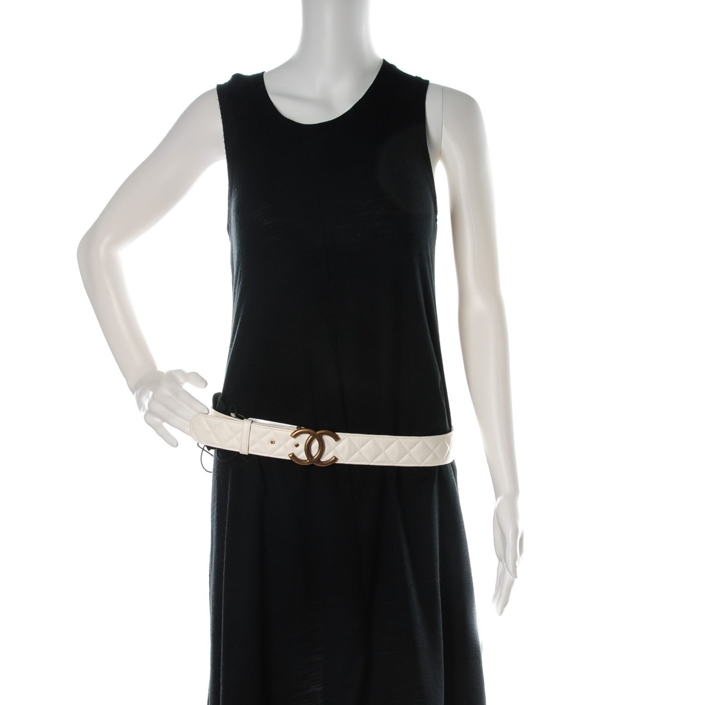 Lambskin Quilted CC Belt 100 40 Dark White