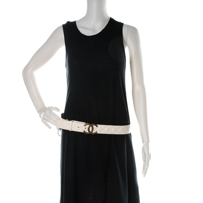 Chanel Lambskin Quilted CC Belt 100 40 Dark White 2 of 8
